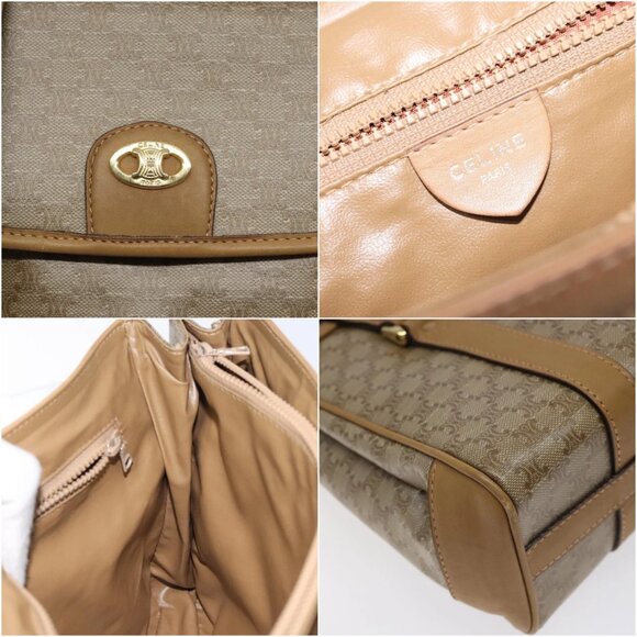 CELINE Macadam Canvas Hand Bag Beige Gold Auth 122202 - Picture 13 of 15